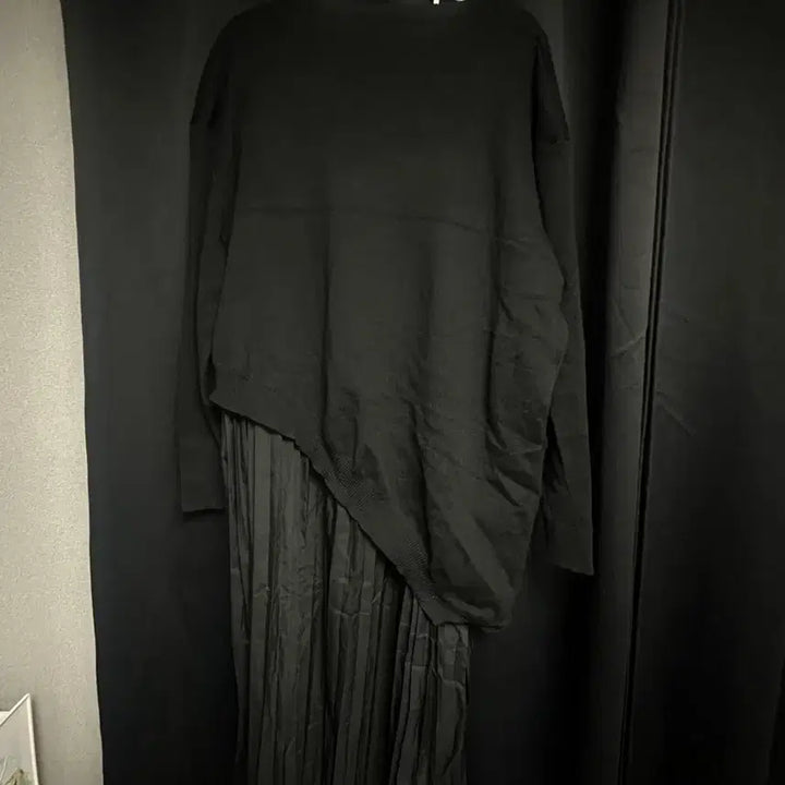 [BUNJANG] Knit Pleated Long Dress Black / 150kg까지 입을 수 있는 니트 플리츠 롱 원피스 블랙