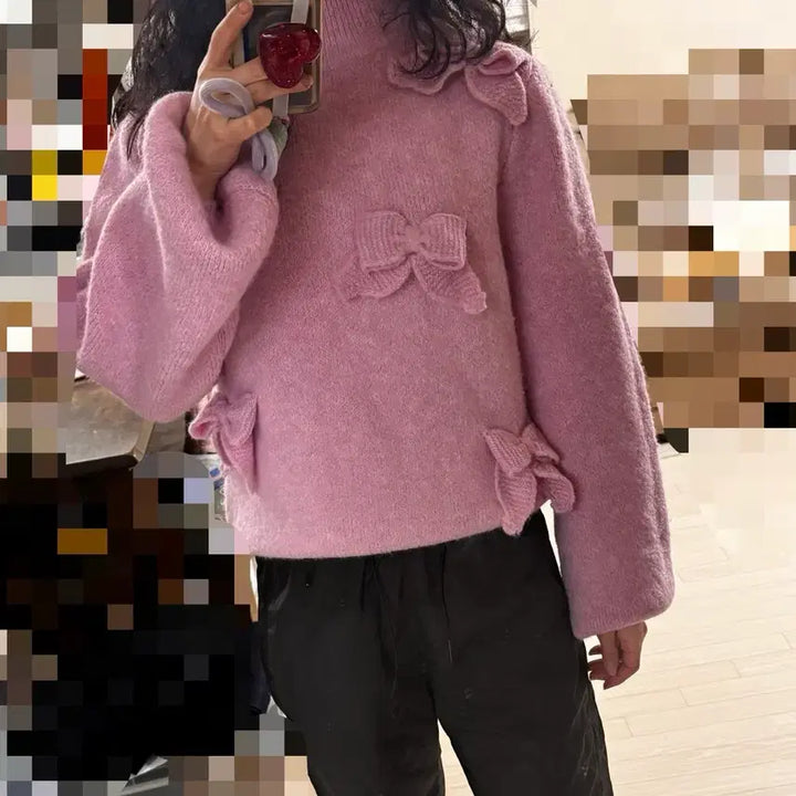 [BUNJANG] Cras Ribbon Balloon Sleeve Knit Sweater / 44 55 텍ㅇ새상품 정가45만 Cras 리본 벌룬소매 니트 스웨터