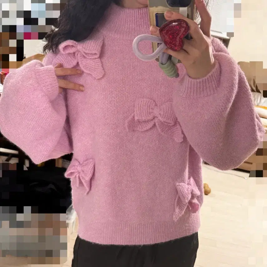 [BUNJANG] Cras Ribbon Balloon Sleeve Knit Sweater / 44 55 텍ㅇ새상품 정가45만 Cras 리본 벌룬소매 니트 스웨터