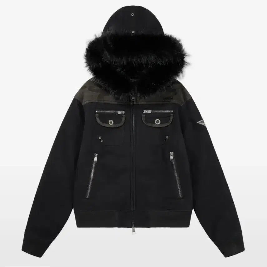 [BUNJANG] Arkam Fur Camo Contrast Jacket BK / 아캄 Fur Camo Contrast Jacket BK(1size)