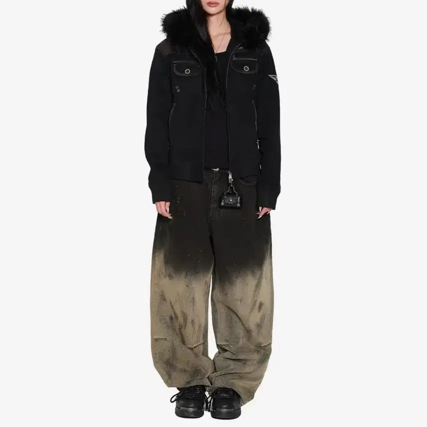 [BUNJANG] Arkam Fur Camo Contrast Jacket BK / 아캄 Fur Camo Contrast Jacket BK(1size)