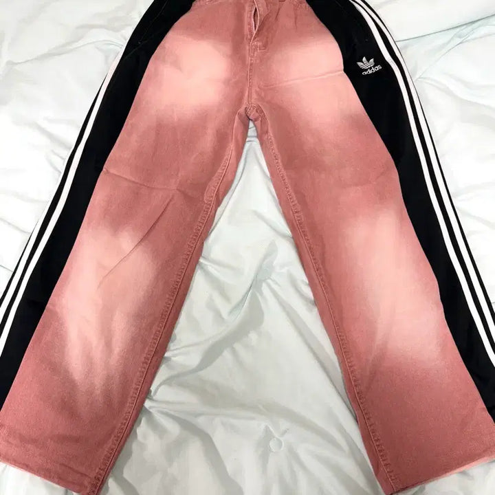 [BUNJANG] Adidas Custom Denim Jeans - Pink &amp; Black Jersey Wash / 아디다스 커스텀 청바지 / 진핑크 / 블랙 져지 / 워싱바지