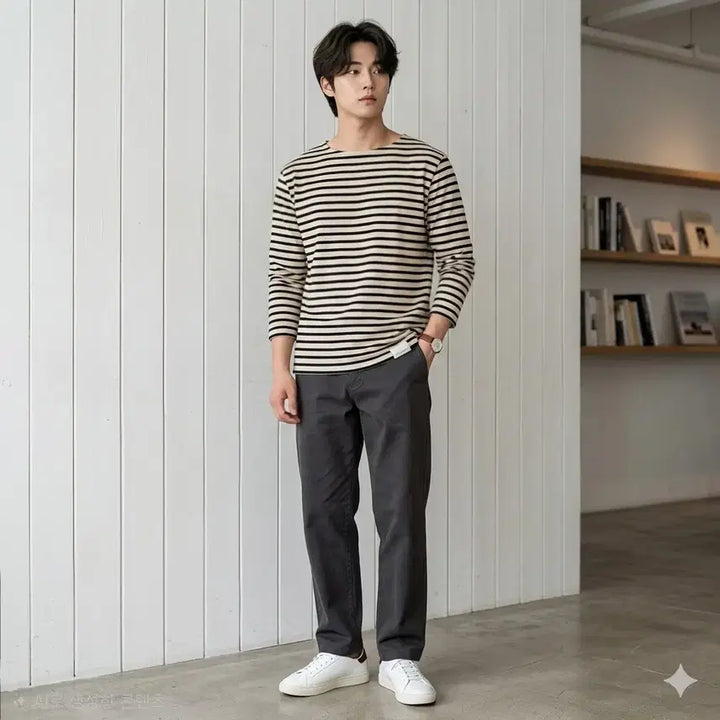 [BUNJANG] HomeGrown Supply &amp; Co. Stripe Long Sleeve T-Shirt / 홈그로운 서플라이 스트라이프 티셔츠
