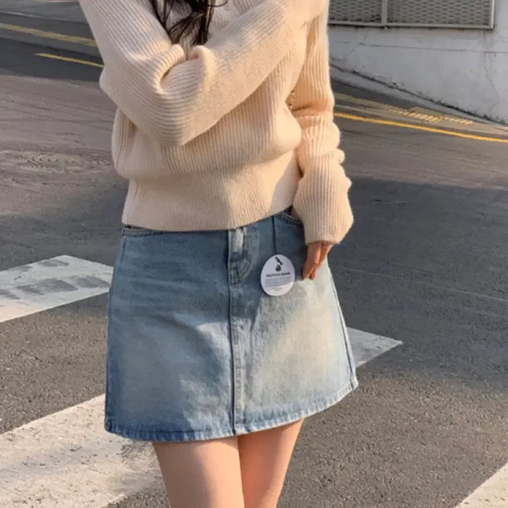[BUNJANG] Attirance Bennet A-Line High-Waist Denim Mini Skirt / 아뜨랑스 베넷 A라인 하이웨스트 데님 미니 스커트