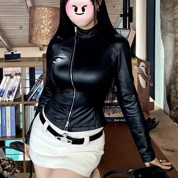 [BUNJANG] New Leather Jacket (Big Size) / [미사용] 새로운 여성 가죽 자켓 (빅사이즈 가능)