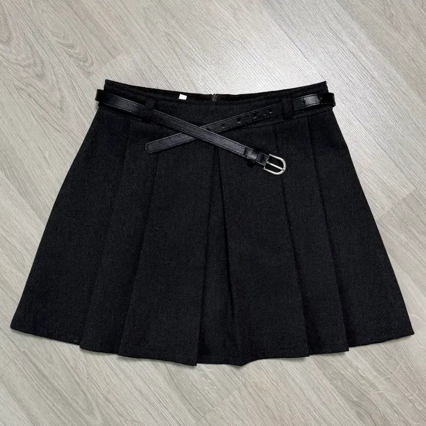 [BUNJANG] Elodie Pleated A-Line Mini Skirt with Inner Shorts and Belt Set / (속바지내장/벨트세트)엘로디 플리츠 주름 A라인 미니 스커트