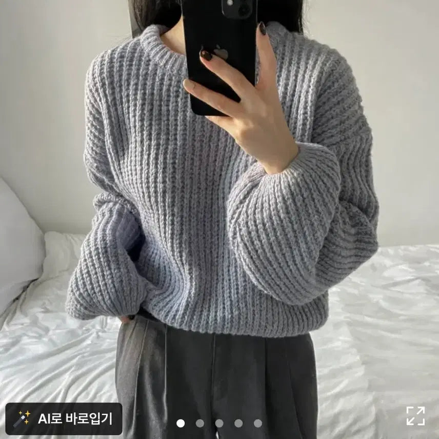 [BUNJANG] Balloon Knit Cable Knit Sweater / 벌룬 니트 꽈배기 니트 스웨터
