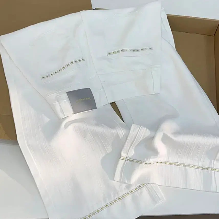 [BUNJANG] Wide Denim Pants White / 와이드 데님 팬츠 화이트(냉감바지)