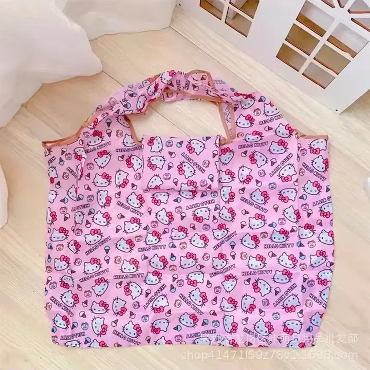 [BUNJANG] Sanrio Pink Ice Cream Hello Kitty Shopping Bag / (예약배송)대형 수입 핑크 아이스크림 키티 장바구니 에코백 보조가방