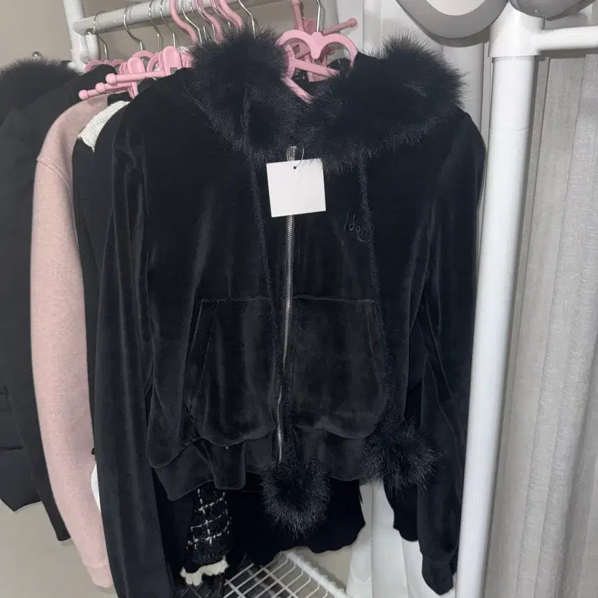 [BUNJANG] idang Velvet Fur Hoodie Jacket / 새상품) idang 아이당클럽 벨벳 퍼 후드집업