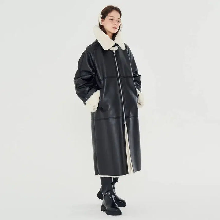 [BUNJANG] Metaphor Oversized Long Faux Fur Shearling Coat / 입고나간적 X - [메타퍼] 무스탕 코트 겨울 오버핏 롱 퍼 코트 무스탕