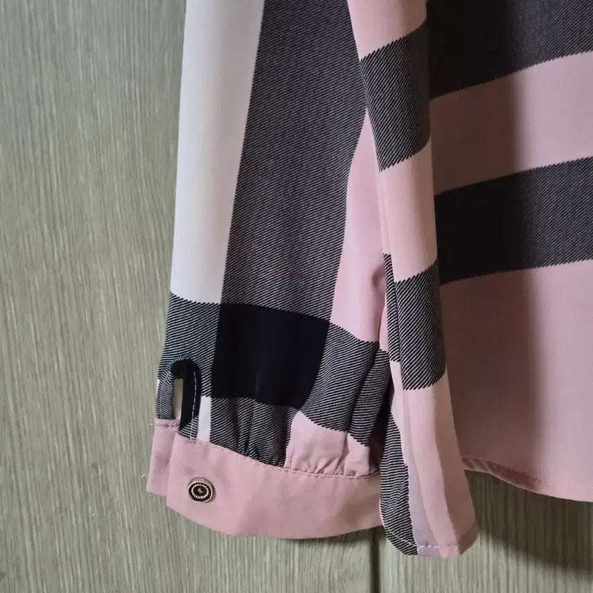 [SOLD OUT] 체크 셔츠 블라우스 핑크 블랙 패턴 77  새상품