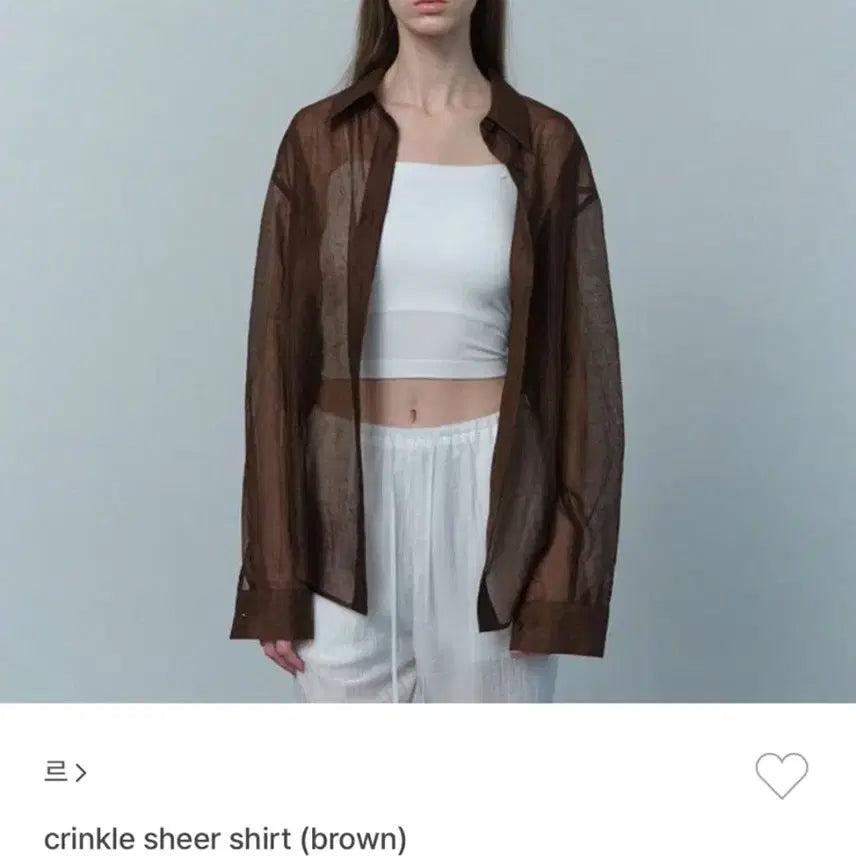 [BUNJANG] Kringkl Sheer Shirt (Brown) / 크링클 시어셔츠(브라운)