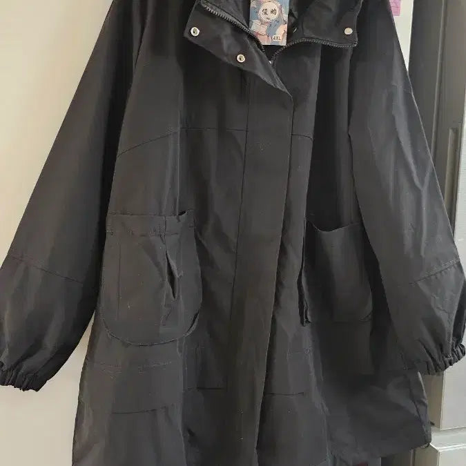[BUNJANG] Ju Yun Black Hooded Long Coat 4XL / 새상품Ju Yun 블랙 후드 롱코트 4XL(120)품
