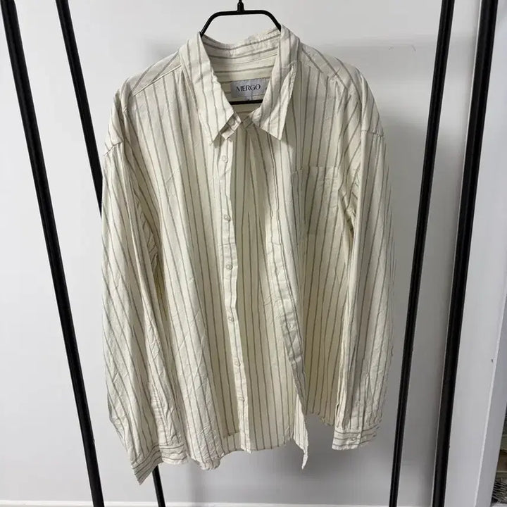 [BUNJANG] Mergo Triple Stripe Shirt - Ivory Black / 메르고 트리플 스트라이프 셔츠 아이보리블랙