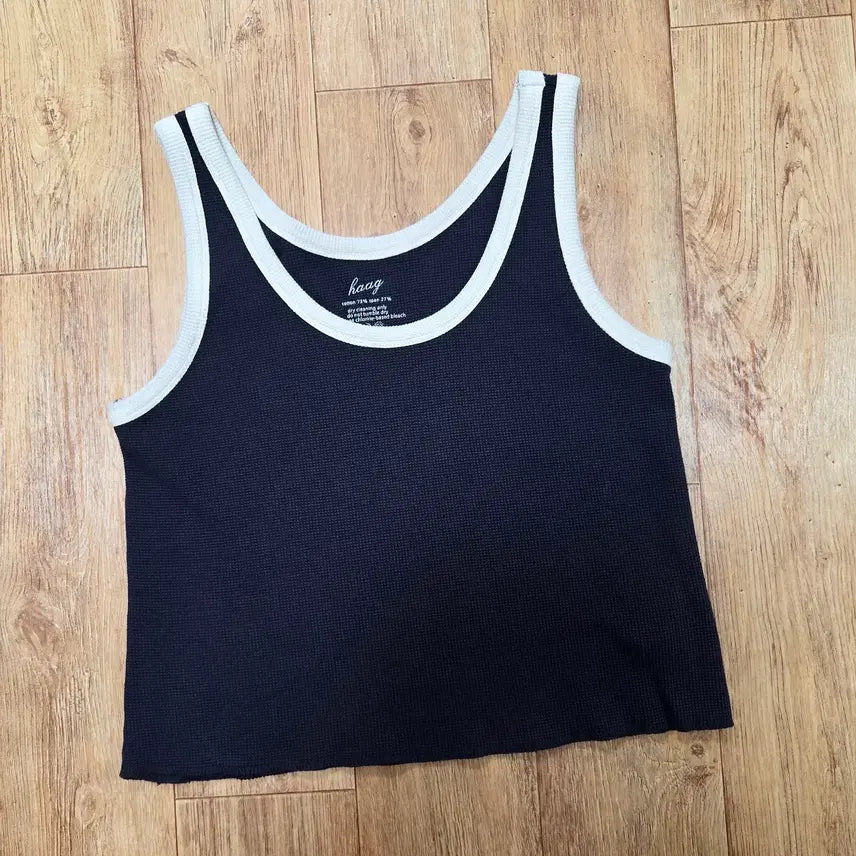 [BUNJANG] Haag Navy Waffle Knit Top / 헤이그(haag) 네이비 와플티셔츠 55-66 새상품