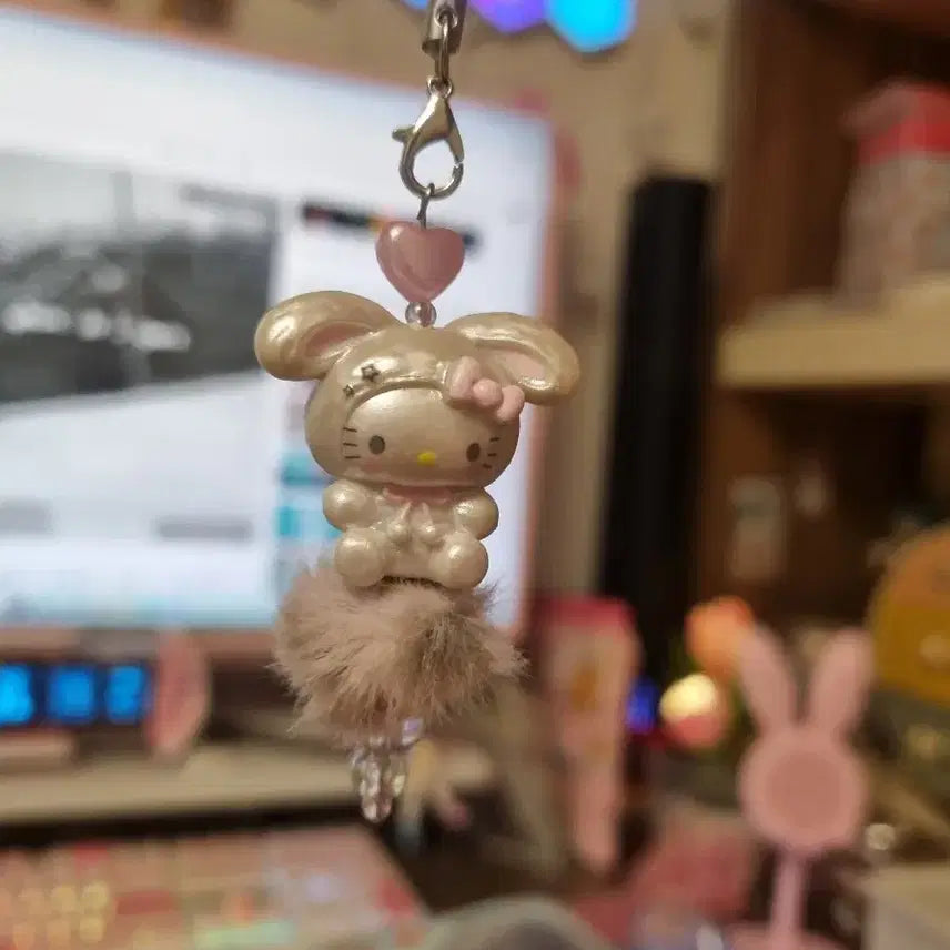 [BUNJANG] Rabbit Kitty Bead Keyring / 토끼키티 비즈키링