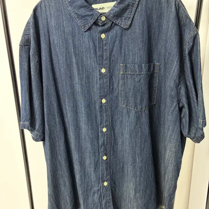 [BUNJANG] Mergo Plack K04 Denim Short Sleeve Shirt Indigo / 메르고 플랙 k04 데님 반팔 셔츠 인디고