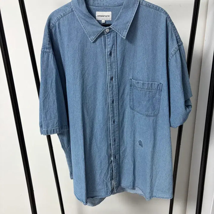 [BUNJANG] Espionage Crest Denim Overshirt / 에스피오나지 crest denim over shirt