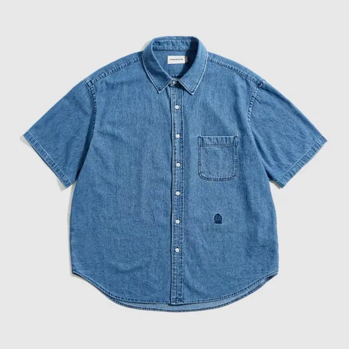 [BUNJANG] Espionage Crest Denim Overshirt / 에스피오나지 crest denim over shirt