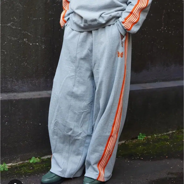 [BUNJANG] Needles HD Track Pants (LHP EX) - Gray/Orange - Track Pants / 니들스 HD 트랙팬츠 s