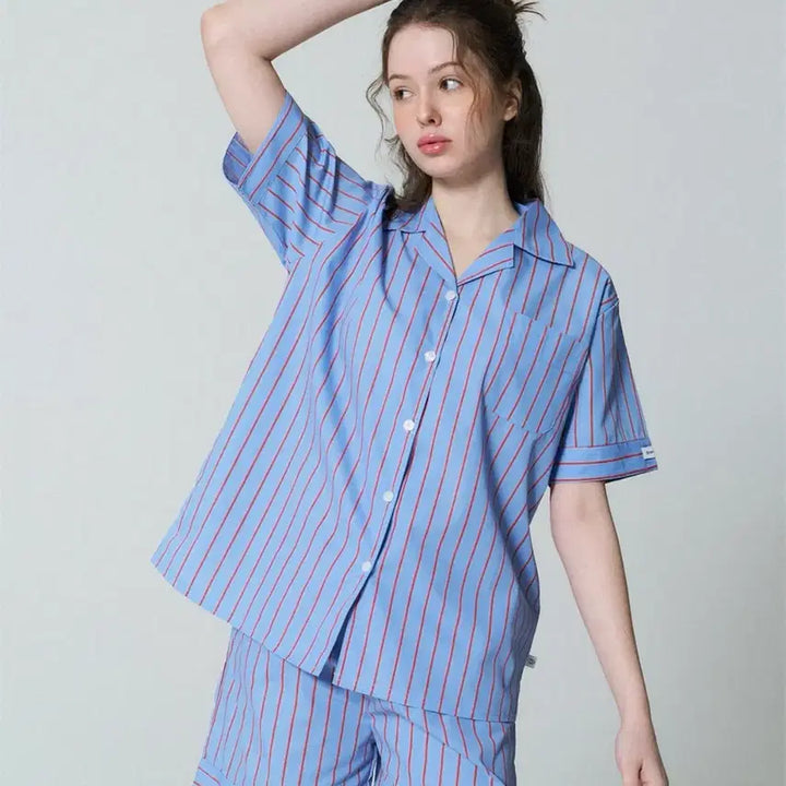 [BUNJANG] Off Hour Crimson Pajama Set (M) / 오프아워 크림슨 반팔 파자마 세트 (M)