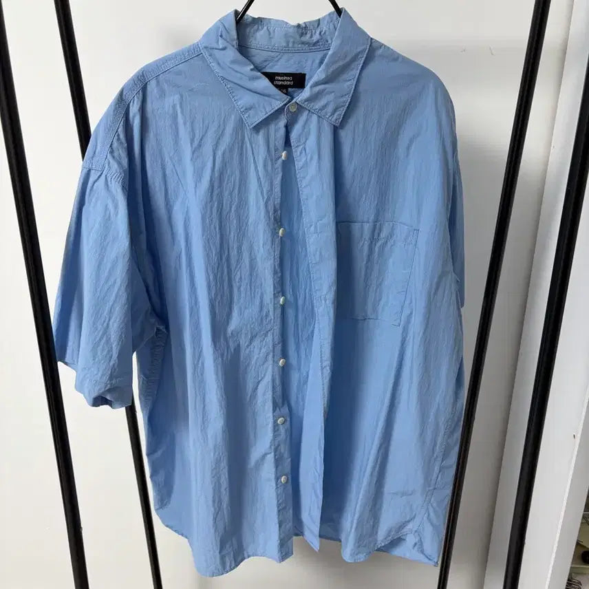[BUNJANG] Musinsa Standard City Leisure Oversized Short Sleeve Shirt / 무탠다드 시티레저 cn 오버사이즈 반소매 셔츠 삭스블루