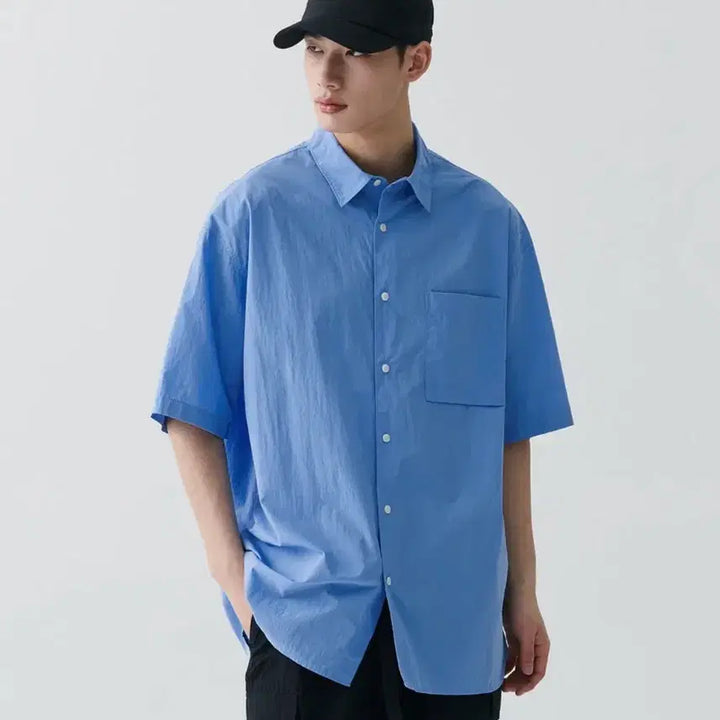 [BUNJANG] Musinsa Standard City Leisure Oversized Short Sleeve Shirt / 무탠다드 시티레저 cn 오버사이즈 반소매 셔츠 삭스블루