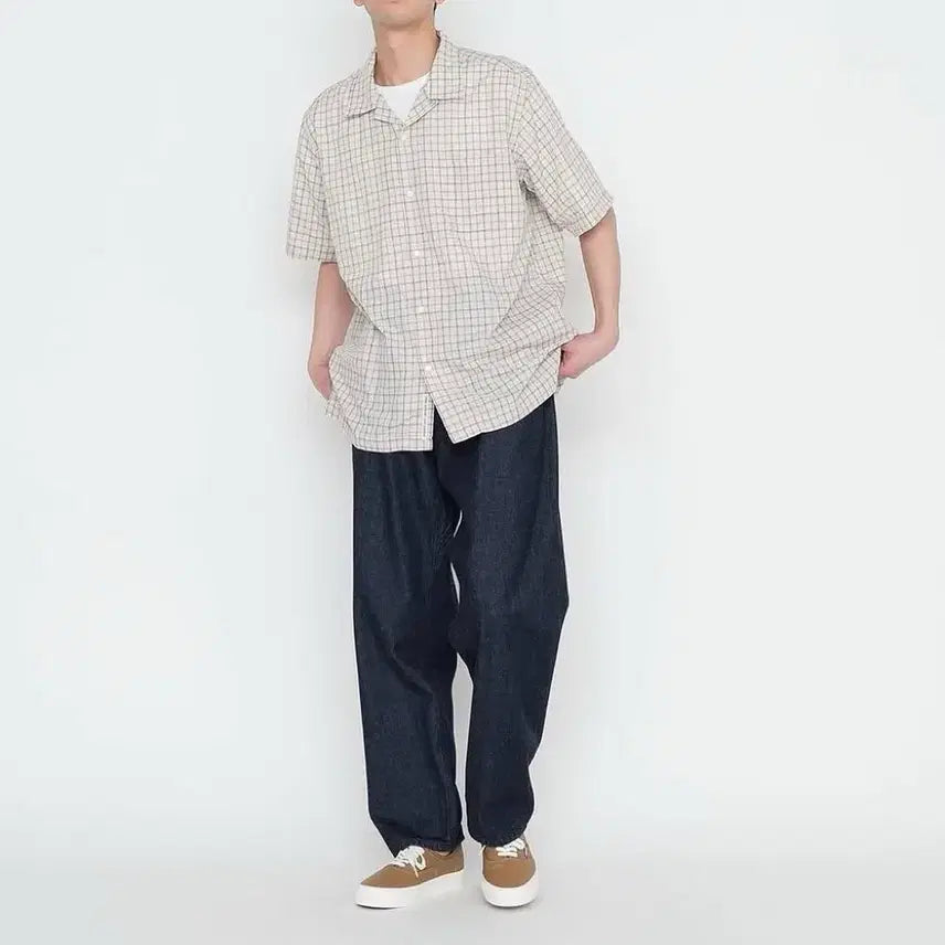 [SOLD OUT] [M] 나나미카 오픈카라 파나마 플레이드 셔츠