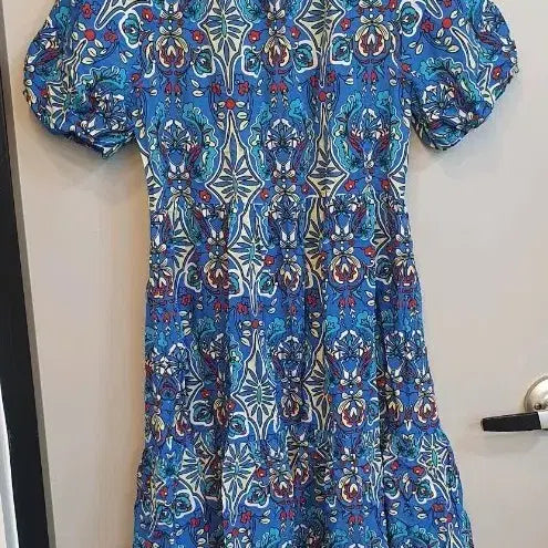 [BUNJANG] Benetton Long Dress / 산뜻한 코발트 블루 색상의 베네통 롱 원피스입니다. 독특한 패턴이 프린팅