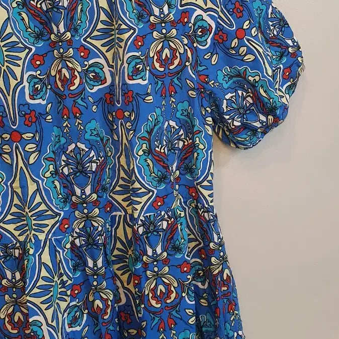 [BUNJANG] Benetton Long Dress / 산뜻한 코발트 블루 색상의 베네통 롱 원피스입니다. 독특한 패턴이 프린팅
