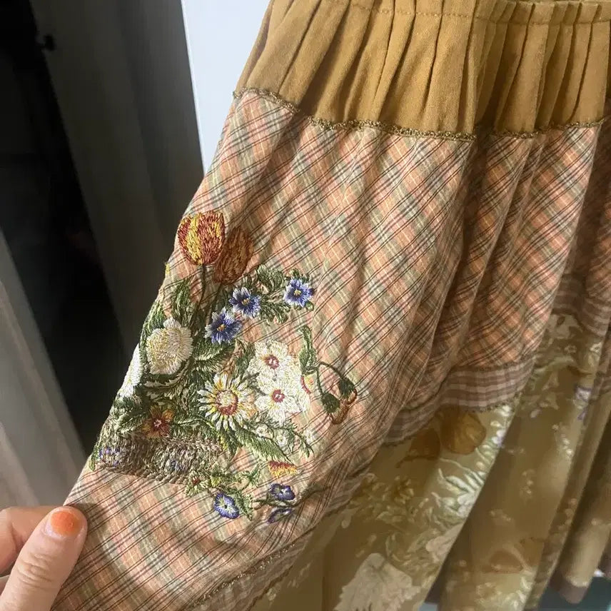 [SOLD OUT] 수제 꽃 수 레이스 플라워 롱 원피스(66-77가능)
