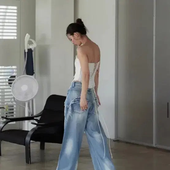 [BUNJANG] Musinsa No Extra Touch Layered Denim M Jeans / 무신사 < 노 엑스트라 터치 > 레이어드데님 M