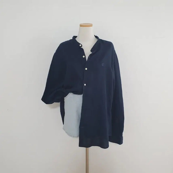 [BUNJANG] Timberland Linen Henley Shirt Navy / No.26041914 팀버랜드 노카라 헨리넥 린넨셔츠 남방 네이비