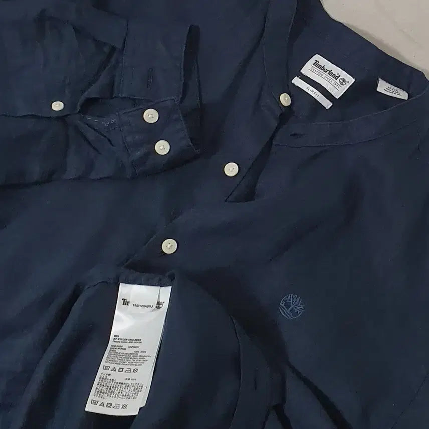[BUNJANG] Timberland Linen Henley Shirt Navy / No.26041914 팀버랜드 노카라 헨리넥 린넨셔츠 남방 네이비