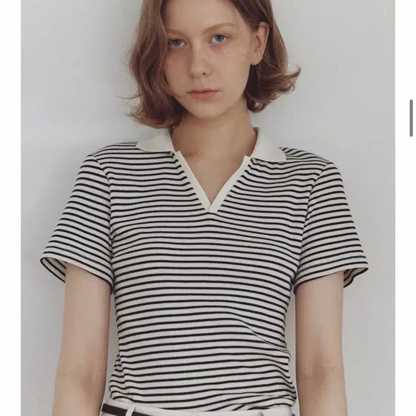 [BUNJANG] Elloge Loa Stripe PK Shirt / 엘로주 elloge 로아 스트라이프 pk 셔츠 새상품