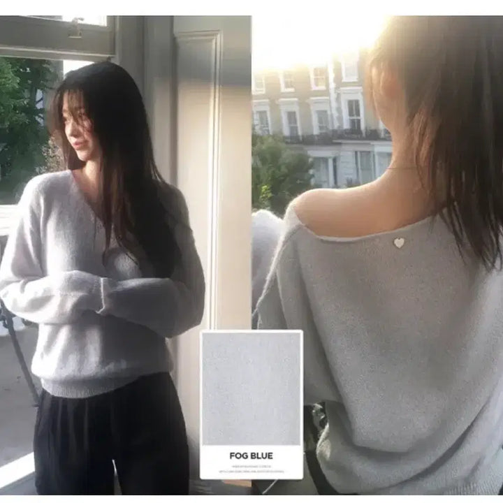 [BUNJANG] Fog Blue V-Neck Knit Sweater / 포그블루 니트