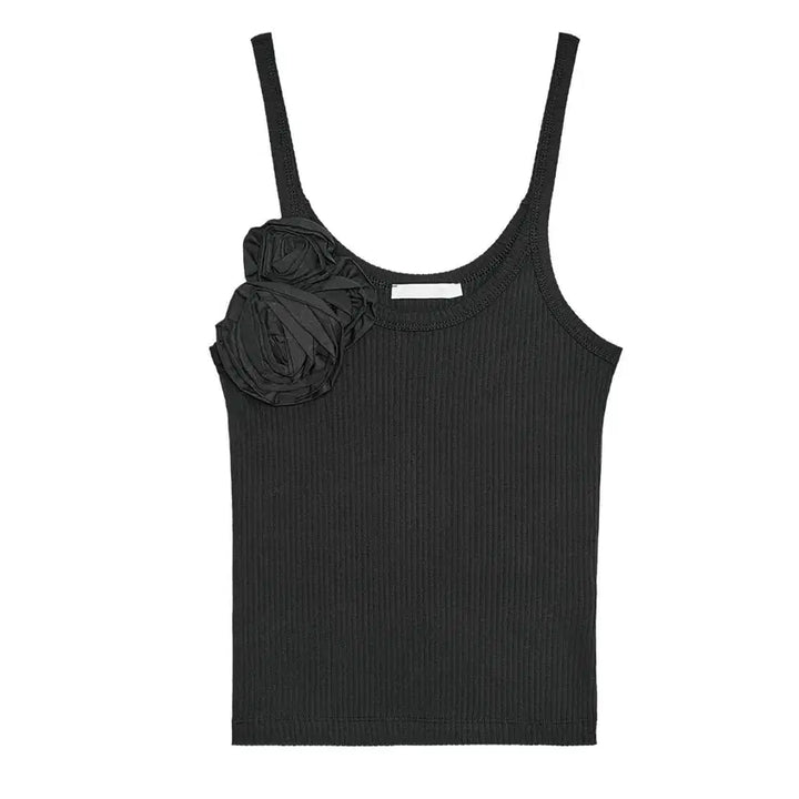 [BUNJANG] Zara Floral Ribbed Tank Top / 자라 zara 플라워 리브드 나시 탑