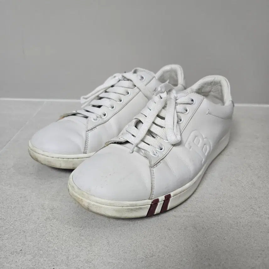 [BUNJANG] Bally White B Logo Sneakers / 발리 정품 화이트 B로고 스니커즈