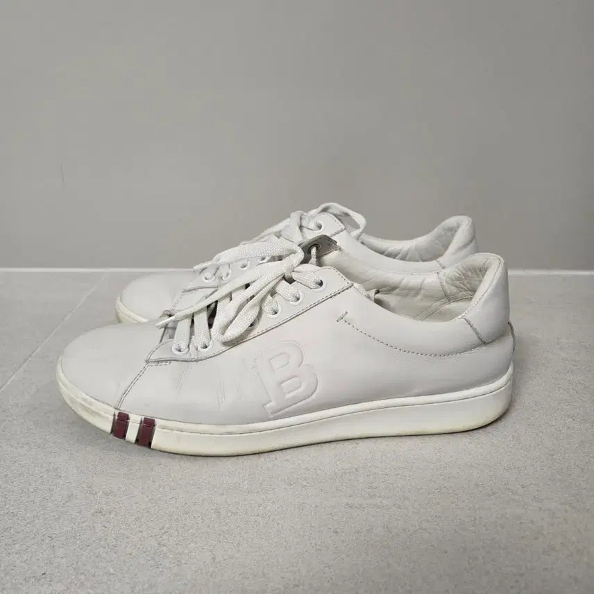 [BUNJANG] Bally White B Logo Sneakers / 발리 정품 화이트 B로고 스니커즈