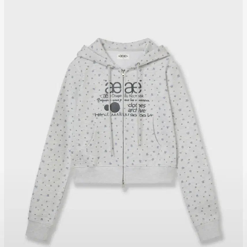 [BUNJANG] AEAE Flower Crop Hoodie Zip-Up / 에이에이에이이 플라워 크롭 후드집업 aeae