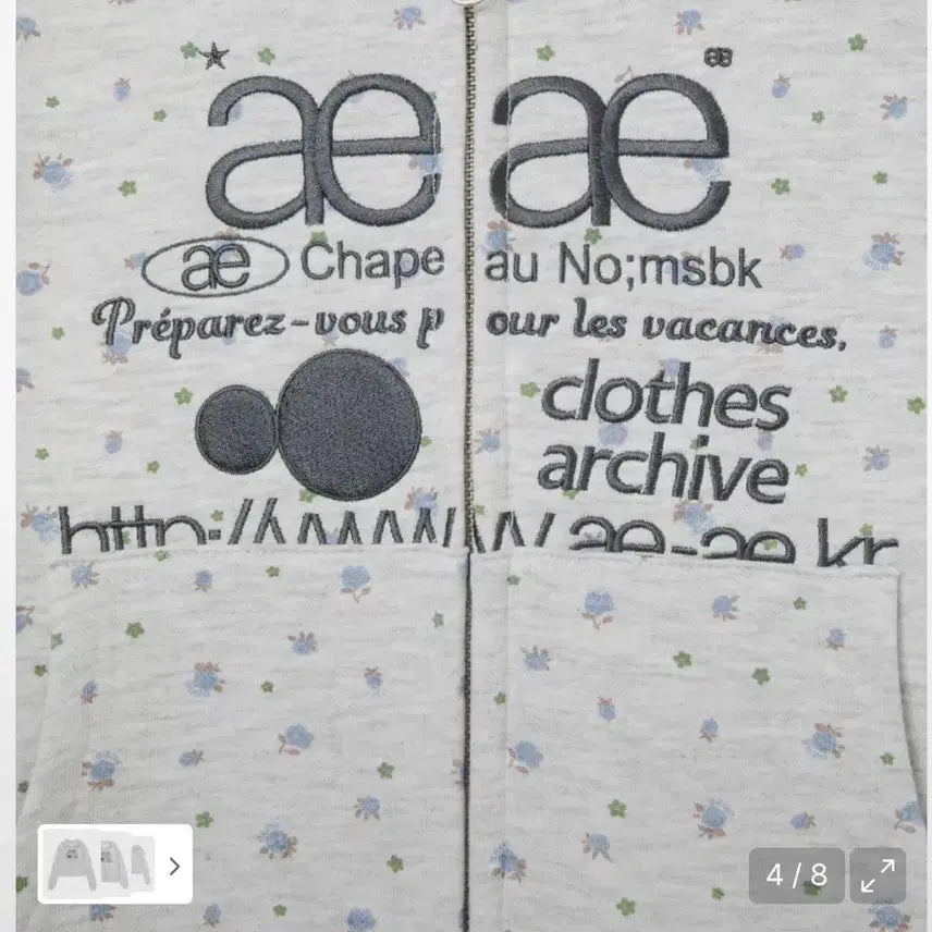 [BUNJANG] AEAE Flower Crop Hoodie Zip-Up / 에이에이에이이 플라워 크롭 후드집업 aeae