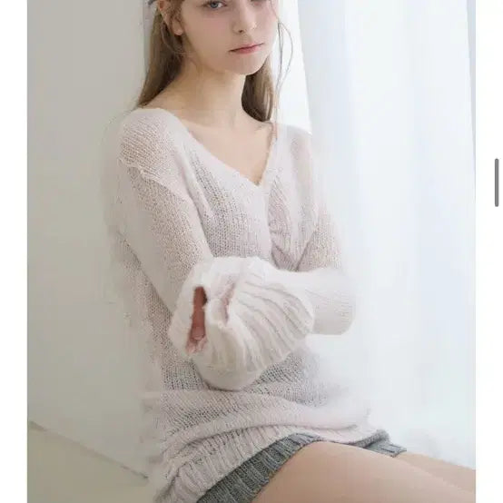 [BUNJANG] Leis Mia Mohair Shirred Knit Top / 레이즈미야 아이사 모헤어 셔링 니트 판매