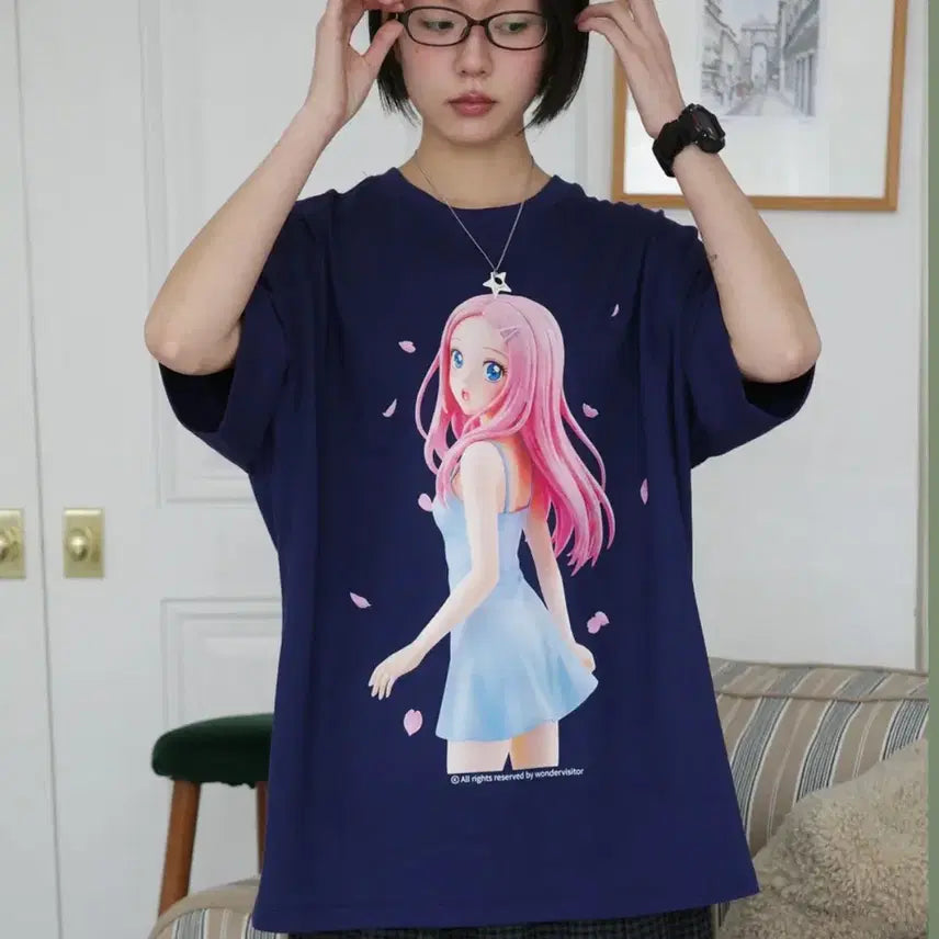 [BUNJANG] Wonder Visitor 3D T-Shirt Navy / 원더비지터 3D 반팔 네이비