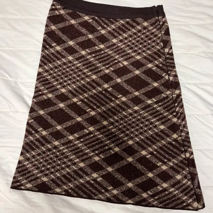 [BUNJANG] TheOpen Product Check Knit Skirt Brown S / 더 오픈프로덕트 체크 니트 스커트 브라운 s