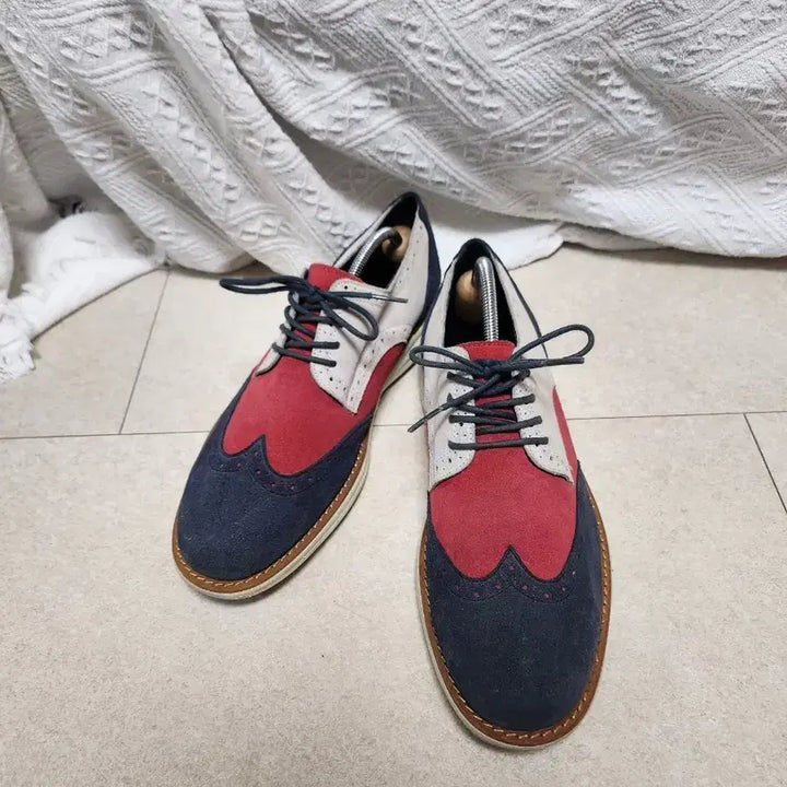 [BUNJANG] Suede Wingtip Shoes Color Block 270 / 컬러 블록 스웨이드 윙팁 270