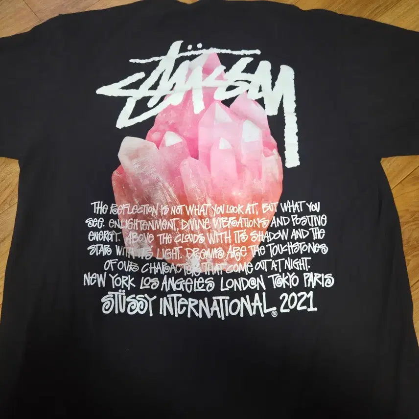 [BUNJANG] [L]stussy 스투시 리플렉션 자수정 티셔츠 블랙 / [L]stussy 스투시 리플렉션 자수정 티셔츠 블랙
