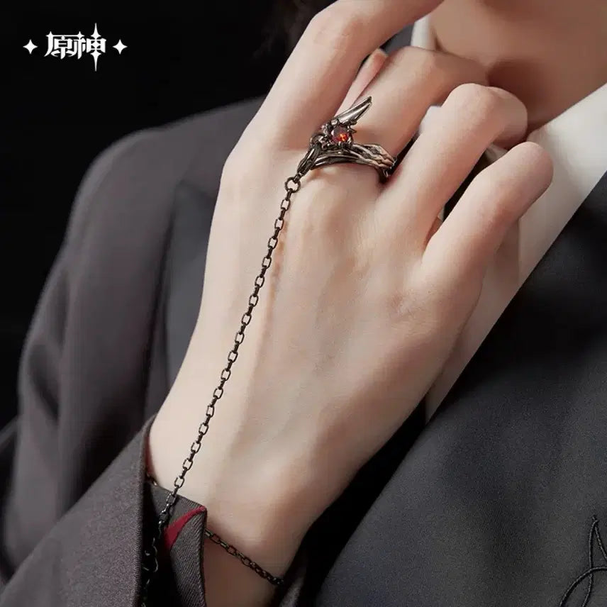 [BUNJANG] Genshin Impact Arlecchino Ring and Necklace Set / [미개봉] 원신 공식 아를레키노 반지 목걸이 세트