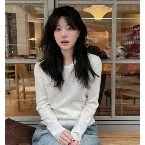 [BUNJANG] 새상품) 슬로우앤드 아이보리 기본 긴팔 니트 / 새상품) 슬로우앤드 아이보리 기본 긴팔 니트