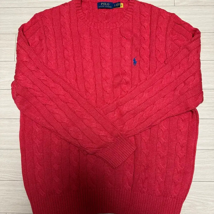 [BUNJANG] Polo Roving Cable Sweater Red / 폴로 로빙 케이블 스웨터 레드